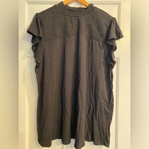 Torrid mock neck flutter sleeve knit top, black, 2X, nwt